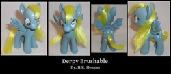 Size: 2680x1164 | Tagged: safe, artist:gryphyn-bloodheart, derpy hooves, pony, g4, brushable, customized toy, irl, photo, solo, toy