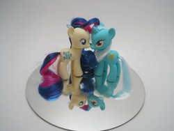 Size: 900x675 | Tagged: safe, artist:tiellanicole, bon bon, lyra heartstrings, sweetie drops, earth pony, pony, g4, brushable, customized toy, irl, photo, toy