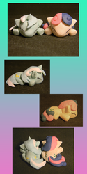 Size: 900x1800 | Tagged: safe, artist:dawnmistpony, bon bon, lyra heartstrings, sweetie drops, g4, craft, irl, photo, sculpture, sleeping