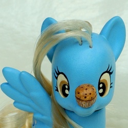 Size: 639x640 | Tagged: safe, artist:wylf, derpy hooves, pony, g4, brushable, customized toy, irl, muffin, photo, solo, toy