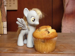 Size: 640x480 | Tagged: safe, artist:lonewolf3878, derpy hooves, pony, g4, brushable, customized toy, irl, muffin, photo, solo, toy