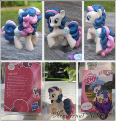 Size: 900x936 | Tagged: safe, artist:nocturnalnelona, bon bon, sweetie drops, earth pony, pony, g4, card, collector card, customized toy, irl, photo, toy