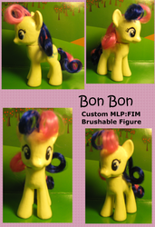 Size: 900x1316 | Tagged: safe, artist:merriweather-flight, bon bon, sweetie drops, earth pony, pony, g4, brushable, customized toy, irl, photo, toy