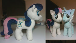 Size: 900x514 | Tagged: safe, artist:makeshiftwings30, bon bon, lyra heartstrings, sweetie drops, g4, irl, photo, plushie