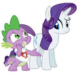 Size: 2600x2500 | Tagged: safe, artist:mihaaaa, rarity, spike, dragon, pony, unicorn, boast busters, g4, green isn't your color, clothes, female, male, ship:sparity, shipping, shirt, simple background, straight, t-shirt, transparent background, vector