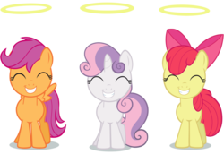 Size: 4800x3300 | Tagged: safe, artist:mihaaaa, apple bloom, scootaloo, sweetie belle, g4, cutie mark crusaders, halo, simple background, transparent background, vector