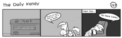 Size: 1280x404 | Tagged: safe, artist:tetrapony, derpy hooves, pegasus, pony, comic:the daily derp, g4, comic, female, mare, monochrome, solo, the daily kandy