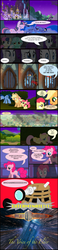 Size: 864x3744 | Tagged: safe, artist:shwiggityshwah, apple bloom, applejack, blues, bon bon, fluttershy, lyra heartstrings, noteworthy, pinkie pie, princess luna, rainbow dash, sweetie drops, twilight sparkle, g4, canterlot, comic, crying, dalek, doctor who, doctor whooves: the voice of the elder, exterminate, ponyville, tardis