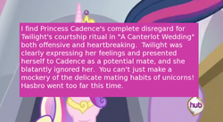 Size: 500x273 | Tagged: safe, edit, edited screencap, screencap, princess cadance, twilight sparkle, offensive ponies, a canterlot wedding, g4, female, lesbian, mating dance, meta, ship:twidance, shipping, text