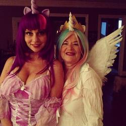 Size: 1024x1024 | Tagged: safe, princess celestia, twilight sparkle, human, g4, cosplay, irl, irl human, photo, tara strong