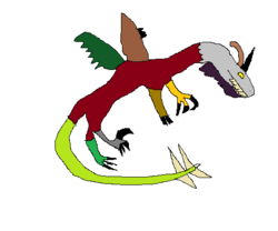 Size: 496x413 | Tagged: safe, discord, dinosaur, draconequus, g4, male, ms paint, quality, simple background, solo, species swap