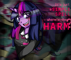 Size: 800x680 | Tagged: safe, artist:underwaterteaparty, twilight sparkle, anthro, g4, horn, horned humanization, humanized, insanity, solo