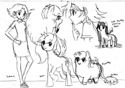 Size: 567x397 | Tagged: safe, artist:fuwafuwa, fluffy pony, human, fluffy pony foal, size comparison