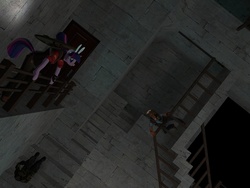 Size: 1024x768 | Tagged: safe, artist:lawrencexviii, twilight sparkle, g4, 3d, gmod, gravity defying room, sniper