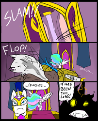 Size: 827x1025 | Tagged: safe, artist:metal-kitty, princess celestia, shining armor, oc, comic:mlp project, g4, comic, royal guard