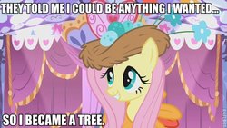 Size: 600x338 | Tagged: safe, edit, edited screencap, screencap, fluttershy, g4, caption, egg, fluttertree, image macro, nest, roflbot