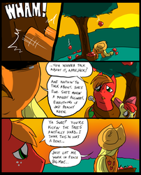 Size: 827x1025 | Tagged: safe, artist:metal-kitty, apple bloom, applejack, big macintosh, earth pony, pony, comic:mlp project, g4, applebucking, applebutt, butt, comic, male, plot, stallion