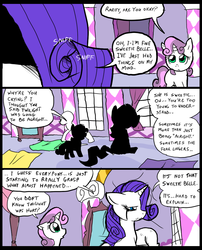 Size: 827x1025 | Tagged: safe, artist:metal-kitty, rarity, sweetie belle, comic:mlp project, g4, comic, crying, makeup, running makeup