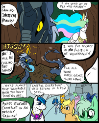 Size: 827x1025 | Tagged: safe, artist:metal-kitty, princess celestia, shining armor, oc, comic:mlp project, g4, comic, injured