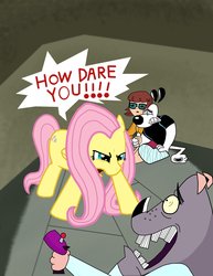 Size: 1671x2169 | Tagged: safe, artist:abigail m., fluttershy, g4, crossover, dudley puppy, scooby-doo!, snaptrap, tuff puppy, velma dinkley