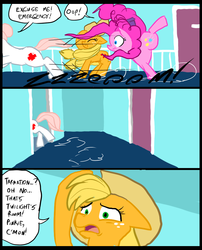 Size: 827x1025 | Tagged: safe, artist:metal-kitty, applejack, nurse redheart, pinkie pie, comic:mlp project, g4, comic