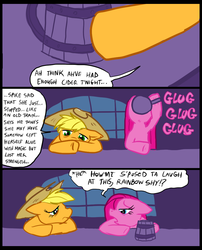 Size: 827x1025 | Tagged: safe, artist:metal-kitty, applejack, pinkie pie, comic:mlp project, g4, cider, comic, drunk, drunk aj, pinkamena diane pie