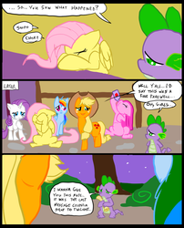 Size: 827x1025 | Tagged: safe, artist:metal-kitty, applejack, fluttershy, pinkie pie, rainbow dash, rarity, spike, comic:mlp project, g4, comic, drinking