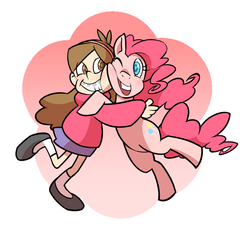 Size: 656x619 | Tagged: safe, artist:jhons3, artist:tachikawa, pinkie pie, g4, crossover, gravity falls, mabel pines, male, pixiv