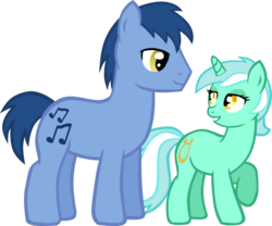 Size: 1391x1159 | Tagged: safe, artist:ludiculouspegasus, blues, lyra heartstrings, noteworthy, earth pony, pony, unicorn, g4, cute, female, lyrabetes, male, mare, noteabetes, notestrings, ship:lyraworthy, shipping, simple background, stallion, straight, transparent background