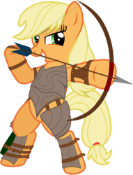 Size: 5000x6545 | Tagged: safe, artist:lightningtumble, applejack, g4, absurd resolution, archer, archery, arrow, bow (weapon), bow and arrow, simple background, transparent background, vector, weapon