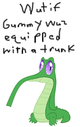 Size: 1152x1820 | Tagged: safe, gummy, g4, exploitable meme, meme, trunk, wut if gummy wuz a meme