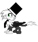 Size: 132x146 | Tagged: safe, oc, oc only, oc:jackleapp, griffon, animated, desktop ponies, griffonsona, hat, musician, pixel art, simple background, solo, spread wings, sprite, top hat, transparent background, wingboner, wings