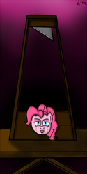 Size: 450x900 | Tagged: safe, artist:alexstrazse, pinkie pie, earth pony, pony, g4, crying, execution, female, guillotine, imminent death, imminent decapitation, mare, solo