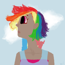 Size: 791x789 | Tagged: safe, artist:awkwardartisan, rainbow dash, human, g4, dark skin, humanized