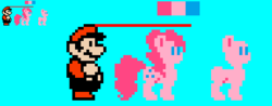 Size: 384x150 | Tagged: safe, artist:lightningbolt, pinkie pie, earth pony, pony, g4, male, mario, pixel art, sprite, super mario bros., super mario bros. 3