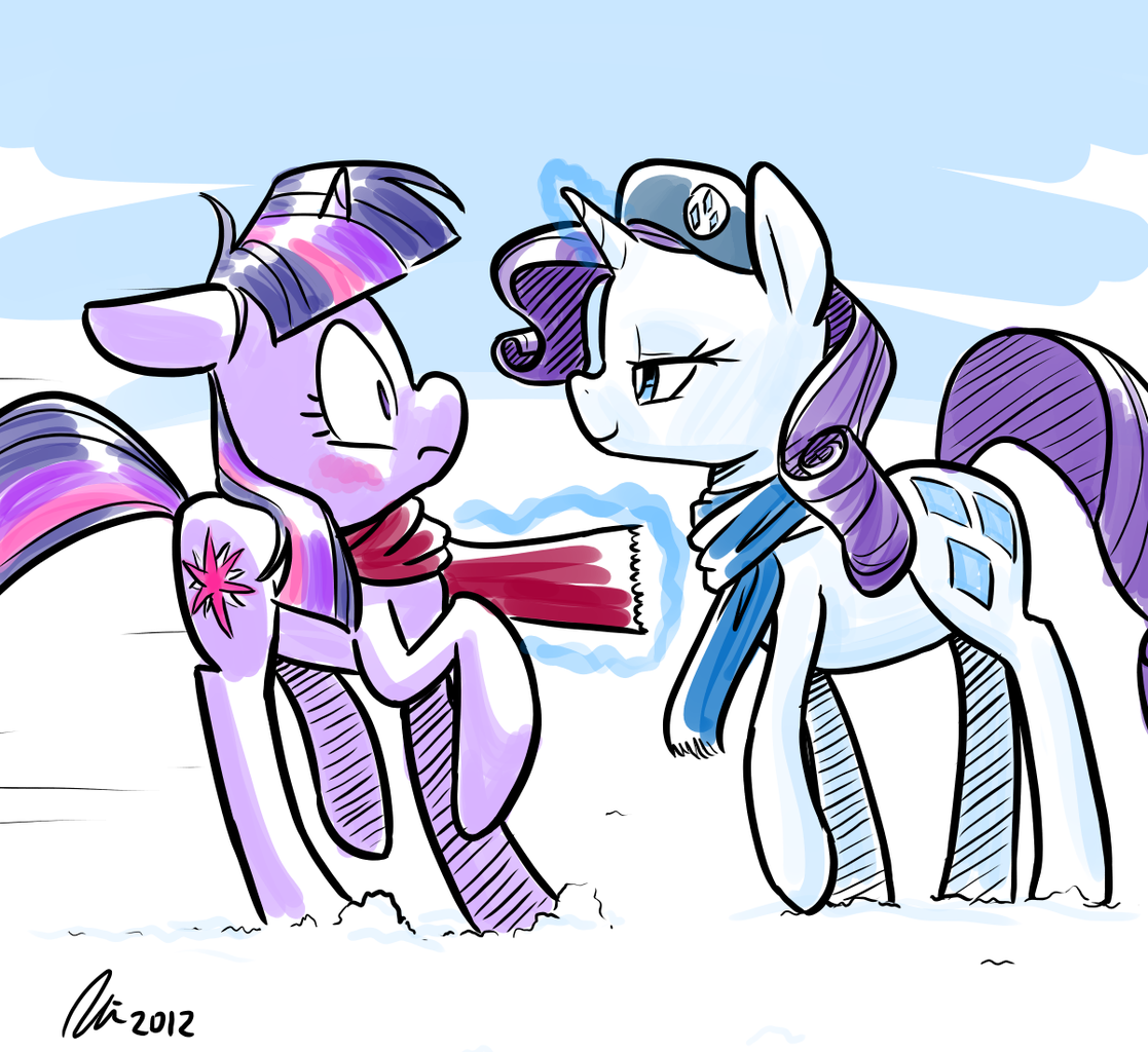 safe, artist:rwl, <b>rarity</b>, <b>twilight</b> sparkle, g4, blushing, clothes, female, ...