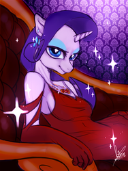 Size: 1200x1600 | Tagged: safe, artist:carykaiba, rarity, anthro, g4, clothes, dress, necklace, solo