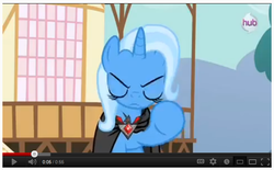 Size: 652x404 | Tagged: safe, trixie, g4, magic duel, alicorn amulet, hub logo, youtube