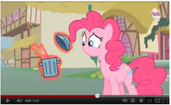 Size: 648x399 | Tagged: safe, pinkie pie, g4, magic duel, computer, hub logo, i have no mouth and i must scream, youtube