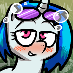 Size: 300x300 | Tagged: safe, artist:pokehidden, dj pon-3, vinyl scratch, pony, g4, blushing, female, solo