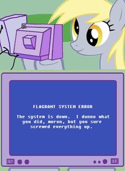 Size: 563x771 | Tagged: safe, derpy hooves, pegasus, pony, g4, blue screen of death, computer, error message, exploitable meme, female, homestar runner, mare, meme, tv meme