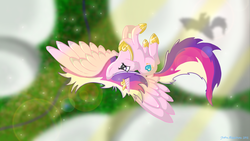 Size: 1366x768 | Tagged: safe, artist:sketchcoyote, princess cadance, alicorn, pony, g4, female, flying, mare, solo