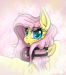 Size: 1250x1422 | Tagged: safe, artist:sonicrainboom93, fluttershy, g4, blushing, headphones