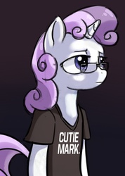 Size: 741x1040 | Tagged: safe, artist:gsphere, sweetie belle, pony, unicorn, semi-anthro, g4, clothes, female, glasses, hipster, shirt, solo, t-shirt