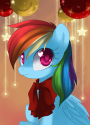 Size: 1311x1819 | Tagged: safe, artist:loyaldis, part of a set, rainbow dash, pegasus, pony, g4, bow, bust, cute, female, heart, portrait, ribbon, solo, stars, wingding eyes