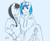 Size: 500x406 | Tagged: safe, artist:efd, dj pon-3, octavia melody, vinyl scratch, anthro, g4, female, human facial structure, lesbian, ship:scratchtavia, shipping