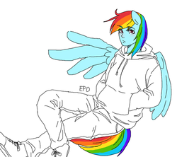 Size: 500x444 | Tagged: safe, artist:efd, rainbow dash, anthro, g4, human facial structure