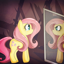 Size: 900x900 | Tagged: safe, artist:csc-x, fluttershy, g4, crying, duality, duo, flutterbitch, mirror