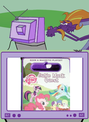 Size: 563x771 | Tagged: safe, apple bloom, pinkie pie, rainbow dash, scootaloo, steven magnet, sweetie belle, twilight sparkle, g4, cutie mark crusaders, cutie mark quest, exploitable meme, magnets, meme, merchandise, tv meme