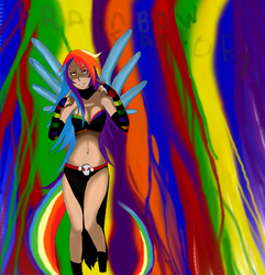 Size: 1984x2056 | Tagged: safe, artist:ashleykedziora, rainbow dash, human, g4, humanized, tailed humanization, winged humanization